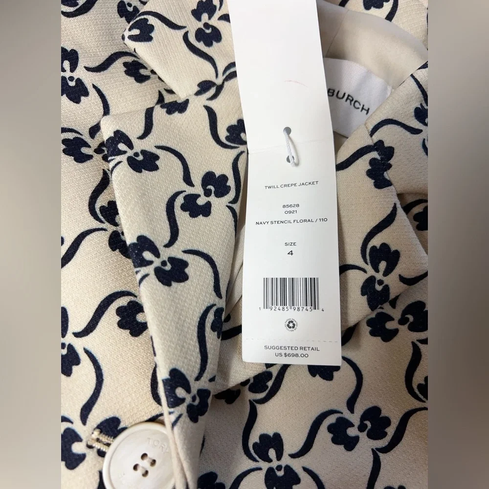 NWT $698 Tory Burch Twill Crepe Jacket Blazer
